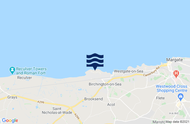 Mapa da tábua de marés em Grenham Bay Beach, United Kingdom