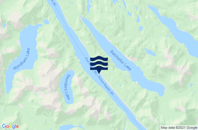 Mapa da tábua de marés em Grenville Channel (narrow portion), Canada