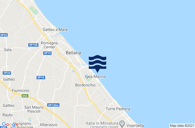 Mapa da tábua de marés em Greta Benvenuti, Italy