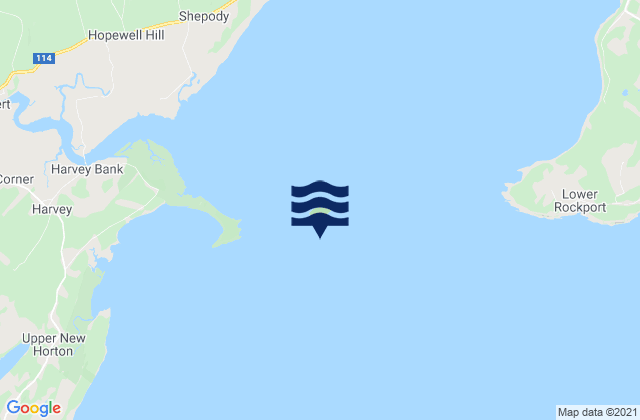 Mapa da tábua de marés em Grindstone Island, Canada