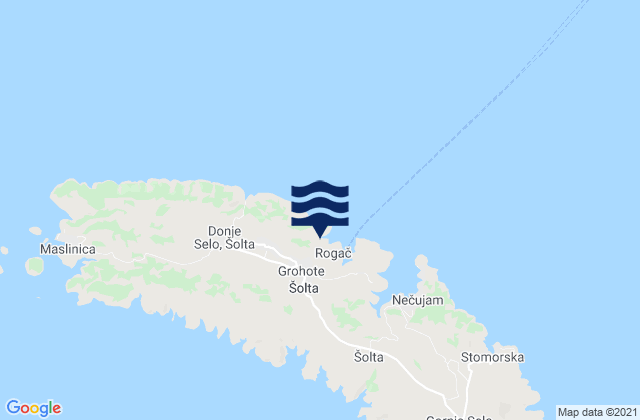 Mapa da tábua de marés em Grohote, Croatia