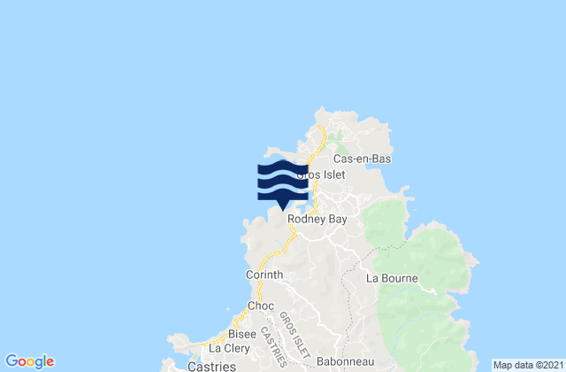 Mapa da tábua de marés em Gros-Islet, Saint Lucia