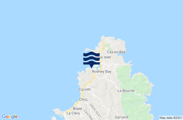 Mapa da tábua de marés em Gros Islet, Saint Lucia