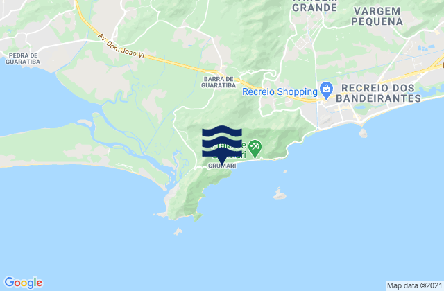 Mapa da tábua de marés em Grumari, Brazil