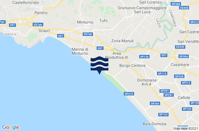 Mapa da tábua de marés em Grunuovo-Campomaggiore San Luca, Italy