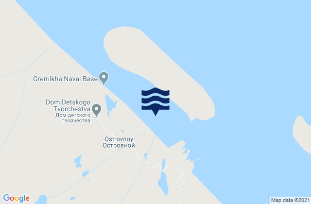 Mapa da tábua de marés em Gryemikha Bay, Russia
