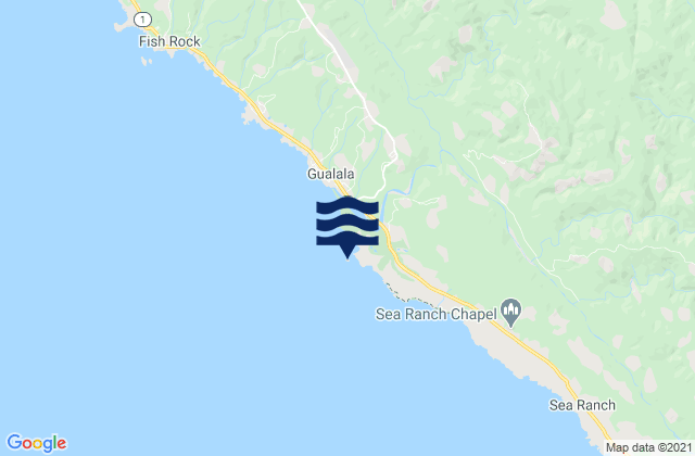 Mapa da tábua de marés em Gualala Point Island, United States