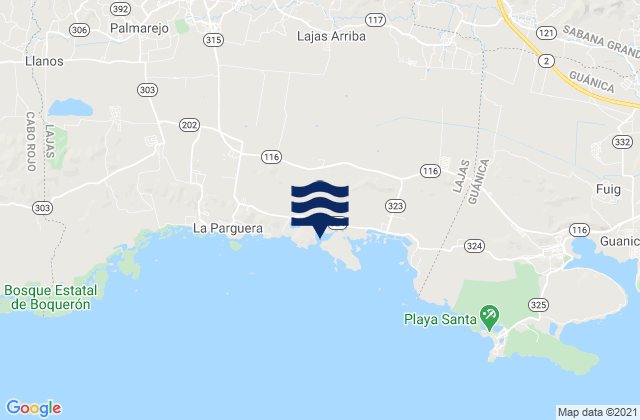 Mapa da tábua de marés em Guamá Barrio, Puerto Rico