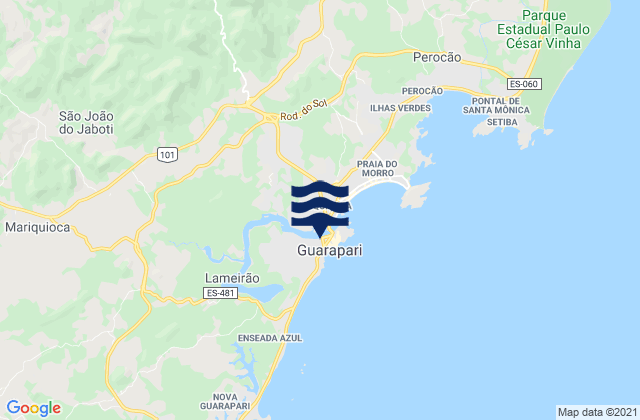 Mapa da tábua de marés em Guarapari, Brazil