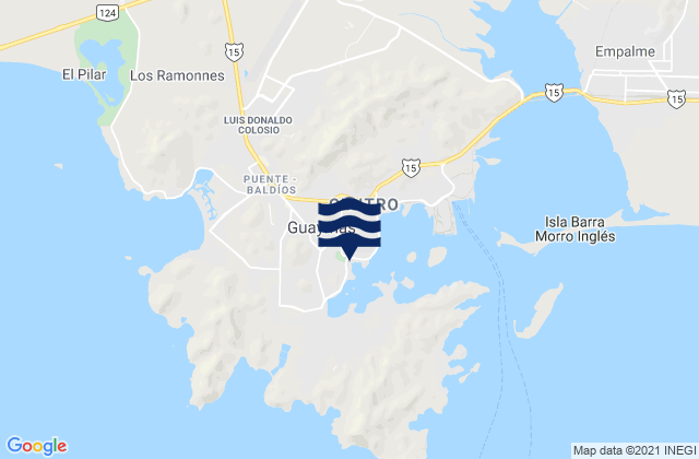 Mapa da tábua de marés em Guayamas, Mexico