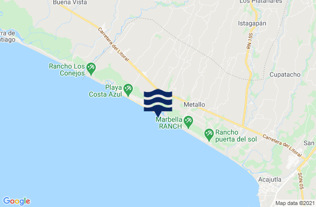 Mapa da tábua de marés em Guaymango, El Salvador