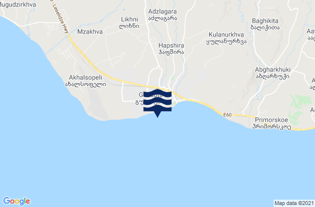 Mapa da tábua de marés em Gudauta, Georgia