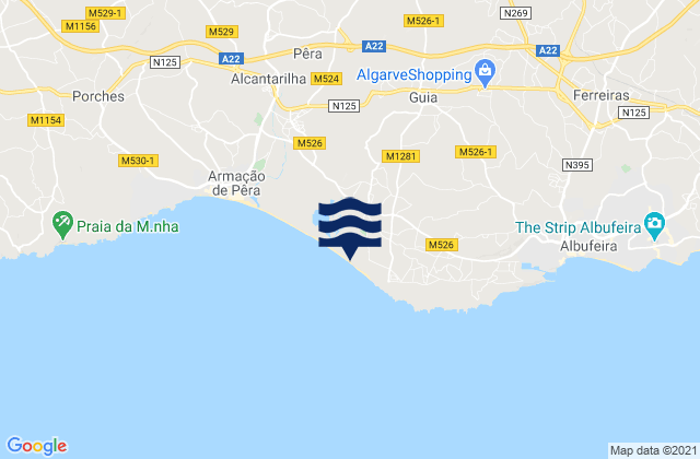 Mapa da tábua de marés em Guia, Portugal