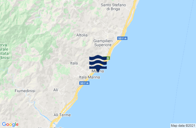 Mapa da tábua de marés em Guidomandri Marina, Italy
