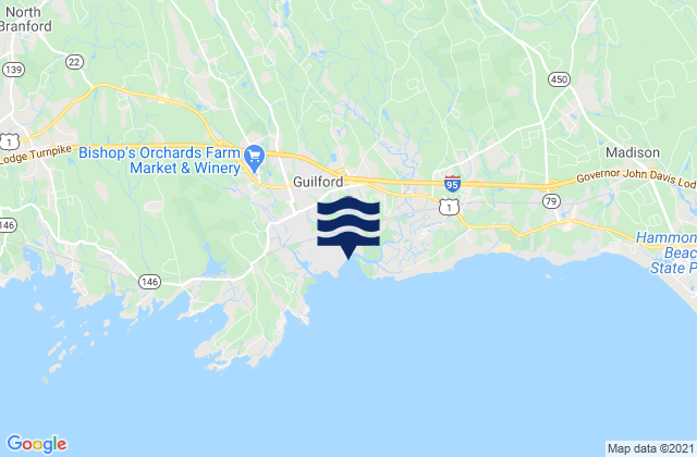 Mapa da tábua de marés em Guilford Harbor, United States