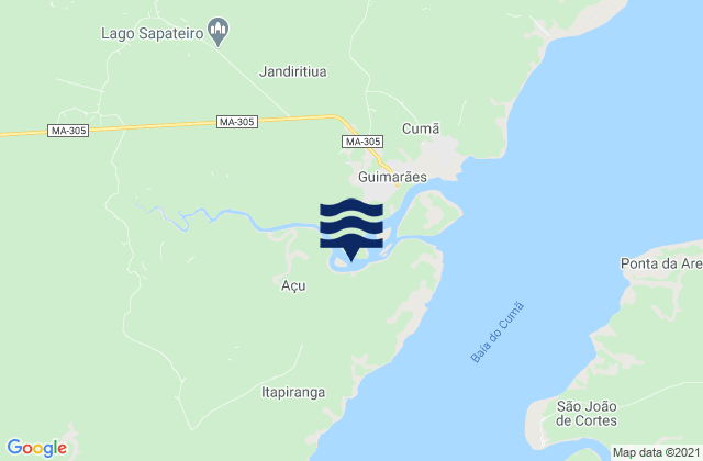 Mapa da tábua de marés em Guimarães, Brazil