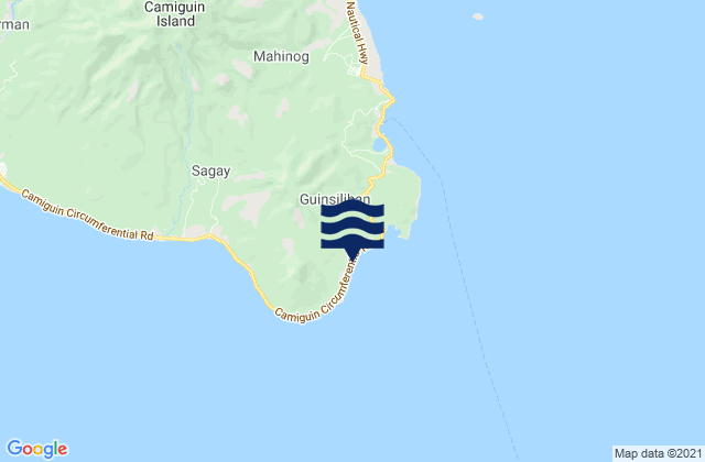 Mapa da tábua de marés em Guinisiliban, Philippines