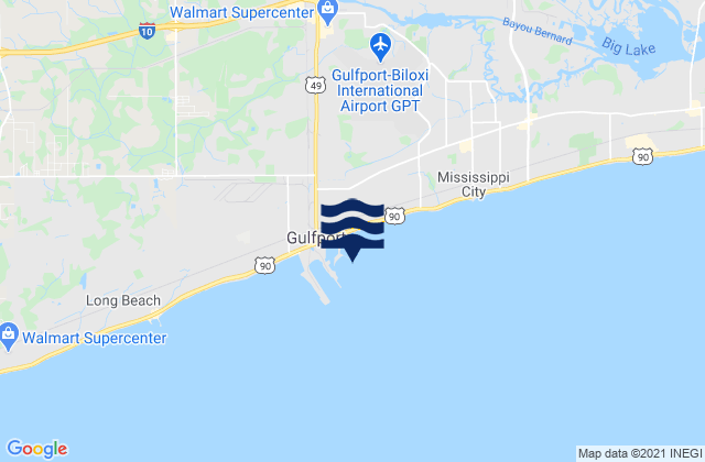Mapa da tábua de marés em Gulfport Harbor, United States