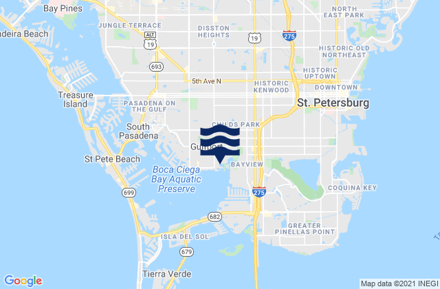 Mapa da tábua de marés em Gulfport, United States