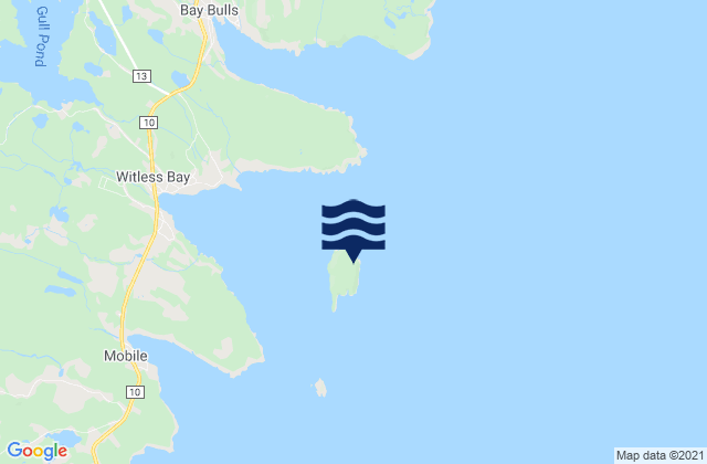 Mapa da tábua de marés em Gull Island, Canada