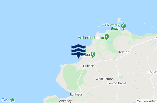 Mapa da tábua de marés em Gullane Beach, United Kingdom