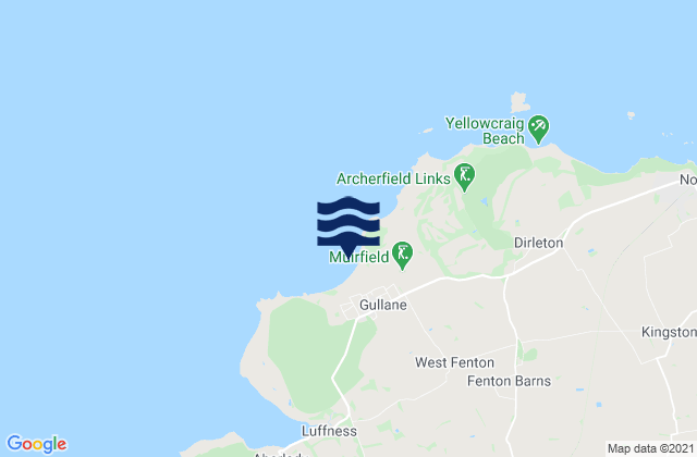Mapa da tábua de marés em Gullane, United Kingdom