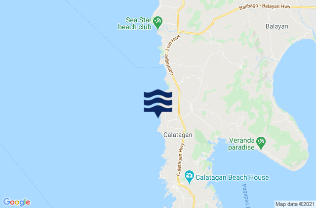 Mapa da tábua de marés em Gulod, Philippines
