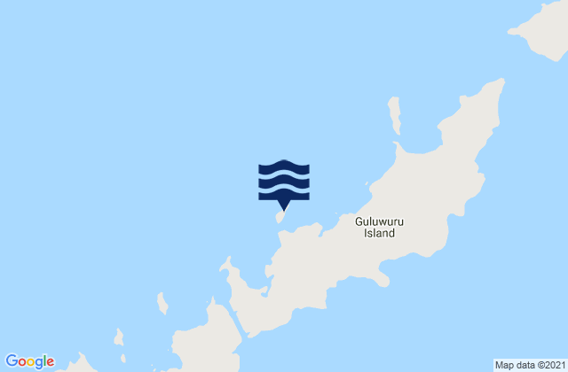 Mapa da tábua de marés em Guluwuru Island, Australia