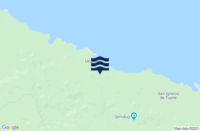 Mapa da tábua de marés em Guna Yala, Panama