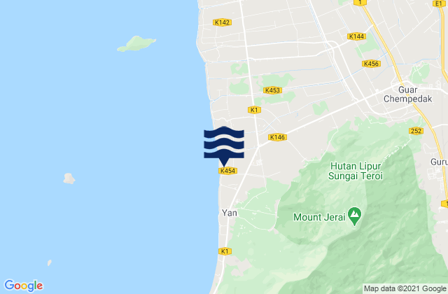 Mapa da tábua de marés em Gurun, Malaysia