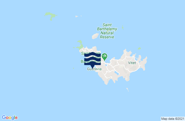 Mapa da tábua de marés em Gustavia (Saint Barthelemy), U.S. Virgin Islands