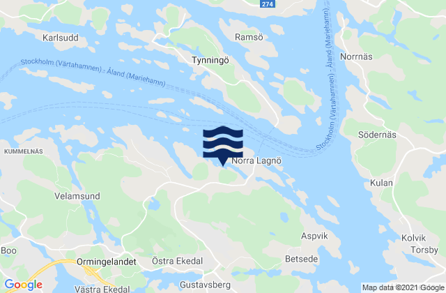 Mapa da tábua de marés em Gustavsberg, Sweden