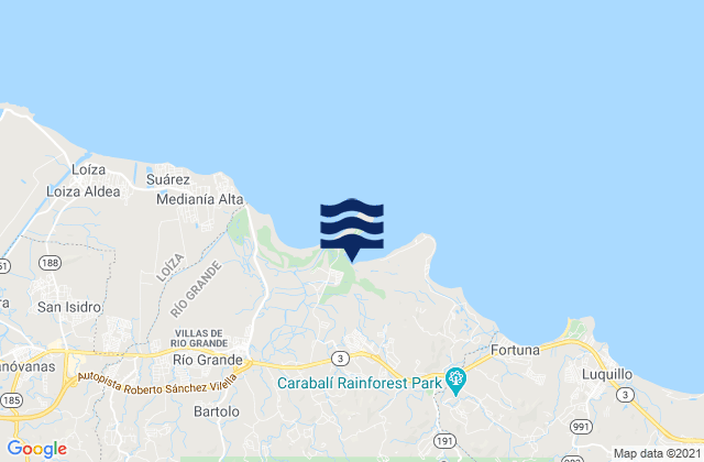Mapa da tábua de marés em Guzmán Arriba Barrio, Puerto Rico