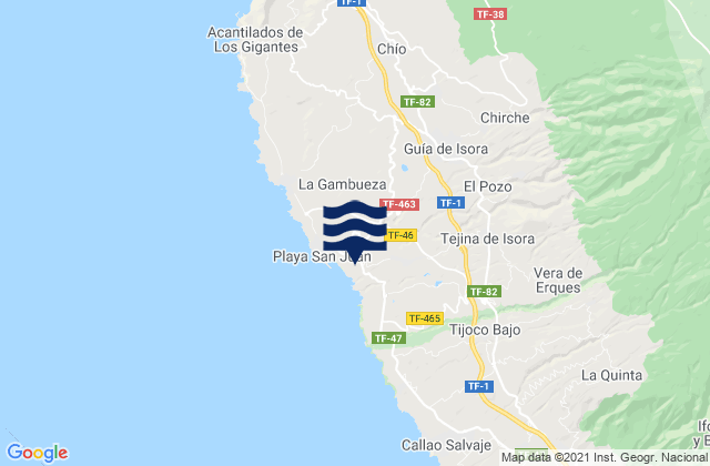 Mapa da tábua de marés em Guía de Isora, Spain