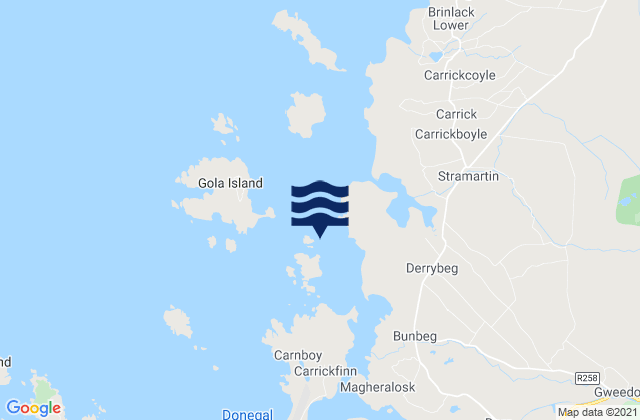 Mapa da tábua de marés em Gweedore Bay, Ireland