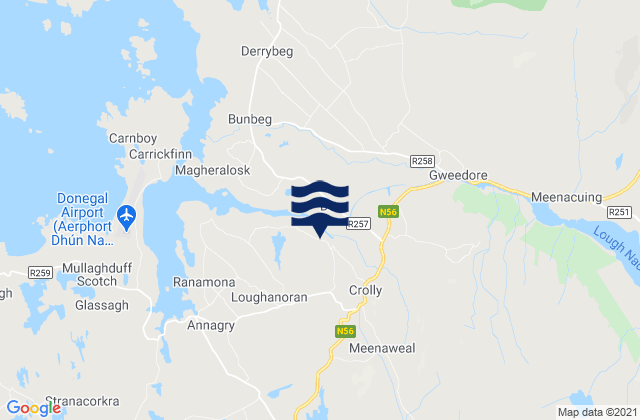 Mapa da tábua de marés em Gweedore, Ireland