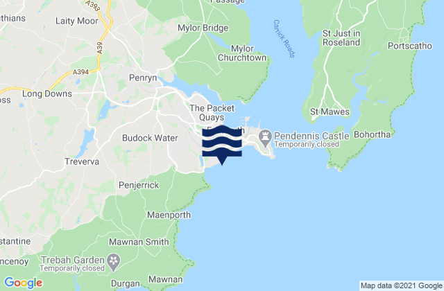 Mapa da tábua de marés em Gylly Beach, United Kingdom
