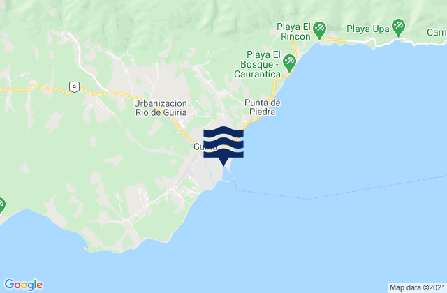 Mapa da tábua de marés em Güiria, Venezuela