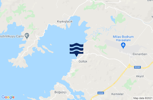 Mapa da tábua de marés em Güllük, Turkey