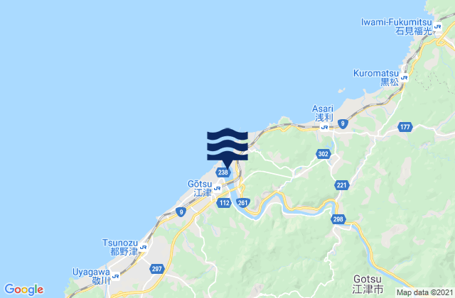 Mapa da tábua de marés em Gōtsuchō, Japan