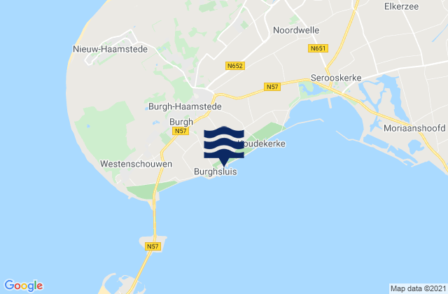 Mapa da tábua de marés em Haamstede, Netherlands