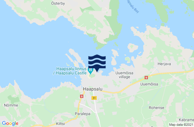 Mapa da tábua de marés em Haapsalu, Estonia
