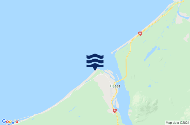 Mapa da tábua de marés em Haast Beach, New Zealand