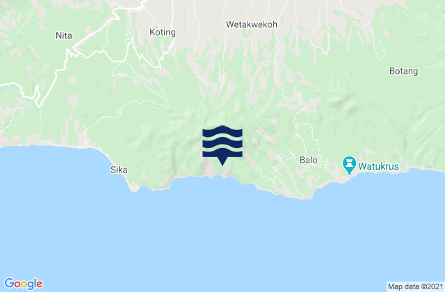 Mapa da tábua de marés em Habingkloang, Indonesia