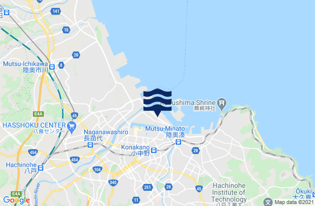 Mapa da tábua de marés em Hachinohe Shi, Japan