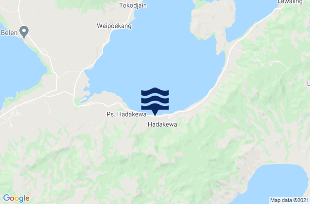 Mapa da tábua de marés em Hadakewa, Indonesia