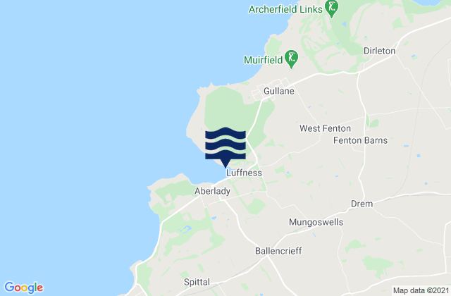 Mapa da tábua de marés em Haddington, United Kingdom