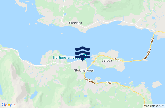 Mapa da tábua de marés em Hadsel, Norway