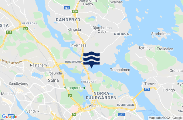 Mapa da tábua de marés em Haga Park, Sweden
