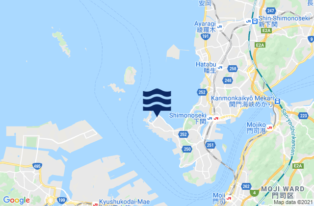 Mapa da tábua de marés em Haidomari, Japan